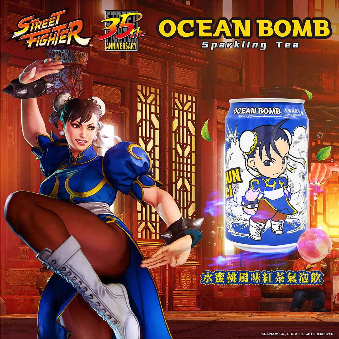 Ocean Bomb Street Fighter Chun Li Sparkling Tea - Sabor A Melocotón